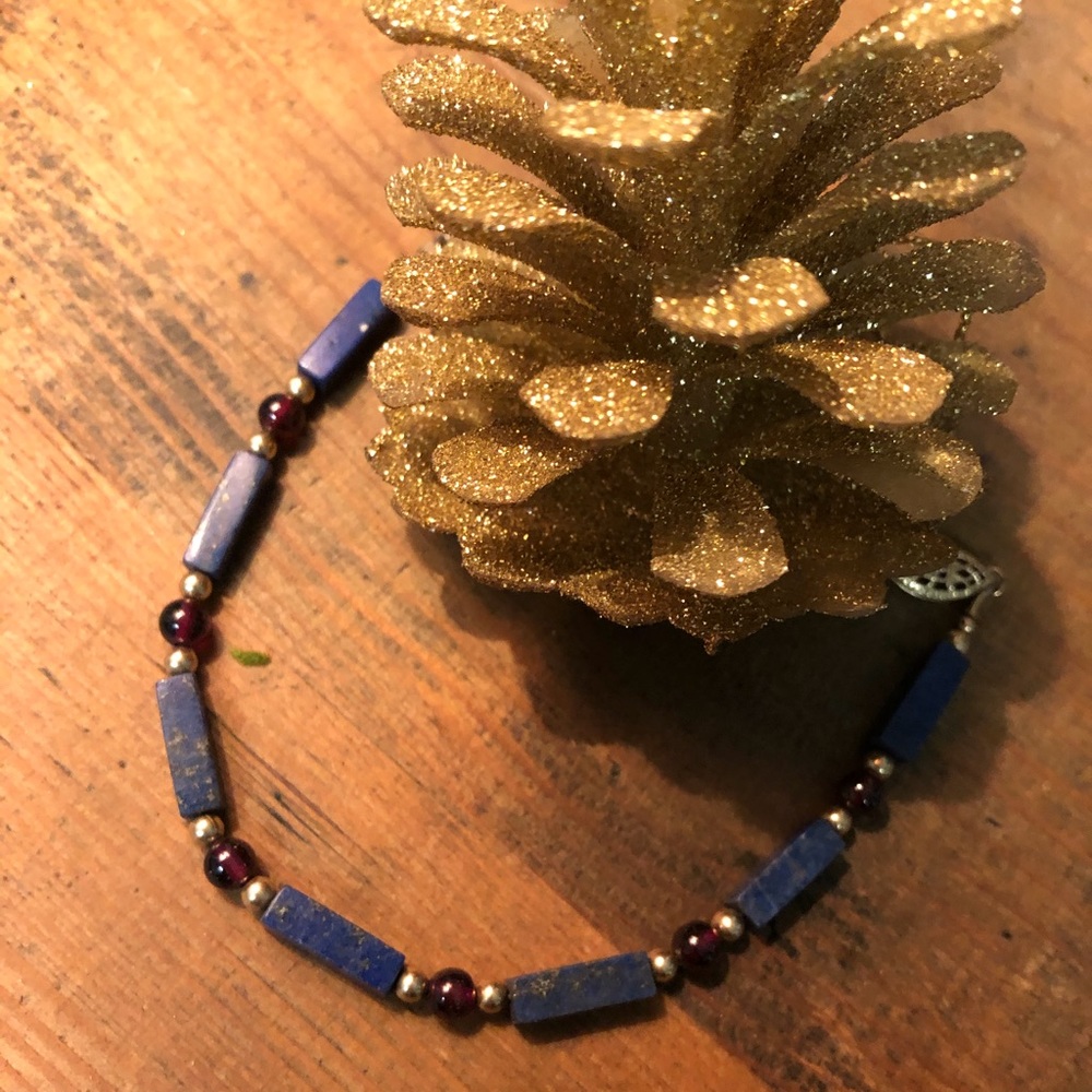 New- Lapis and Garnet, gold bracelet.